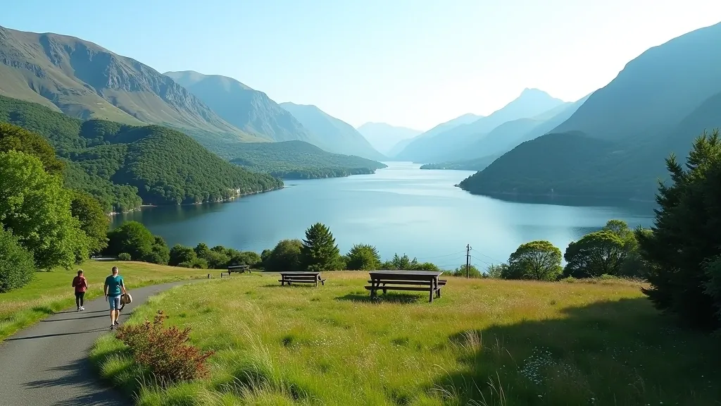 Breathtaking aerial view of Killarney National Park landscape with lakes and mountain trails